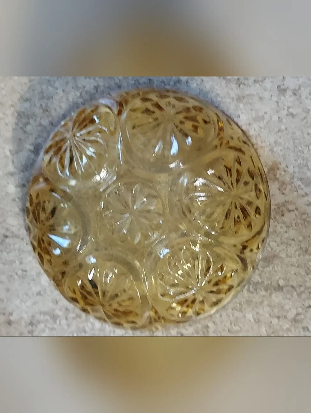 Vintage Anchor Hocking Medallion Starburst Amber Glass Bowl MCM